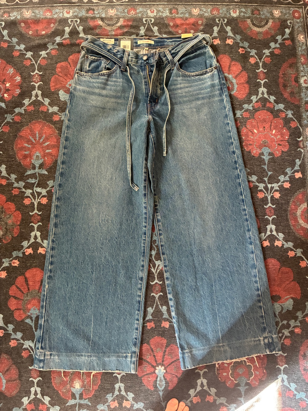Levi's Women's Wide Leg Blue Denim Jeans with Waist Tie